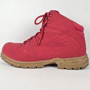 Fila Red Men's Faux Leather Hiking Boots Size 12